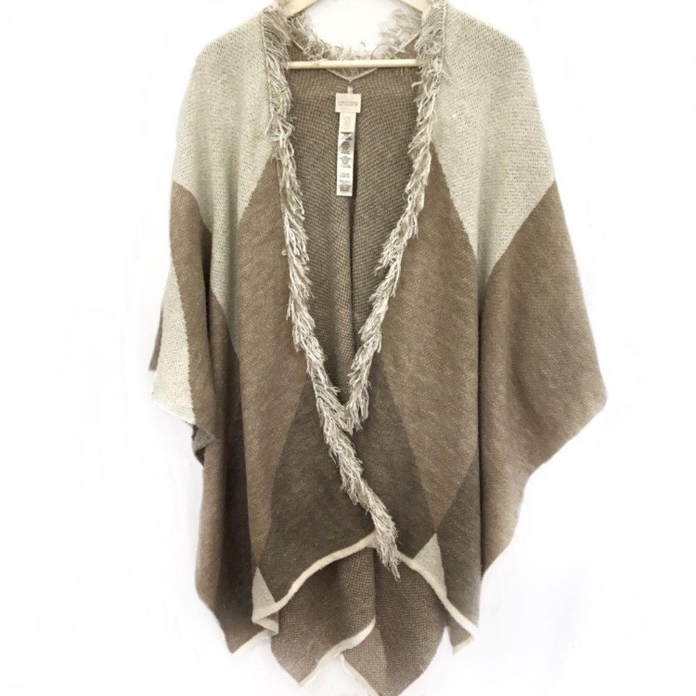 Chico’s Ruana Poncho Winter Blanket cape Sweater
